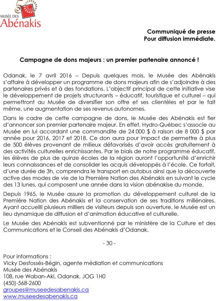 Communiqué de presse