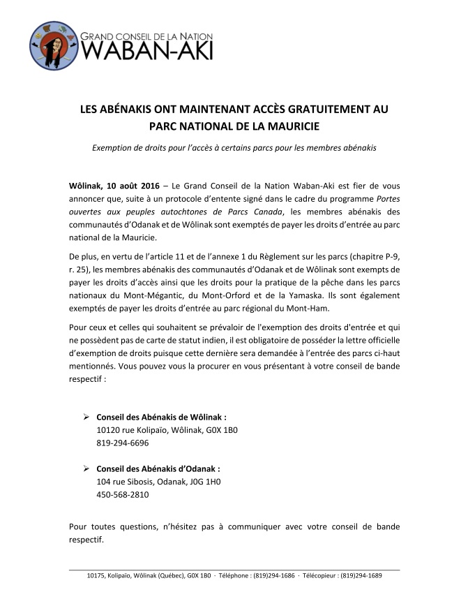 Exemption de droits Parcs nationaux_1